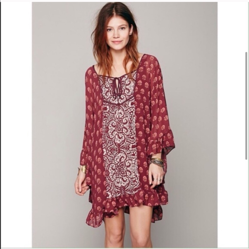 Free People Marla Dress Cape Ruffle Dress Medium